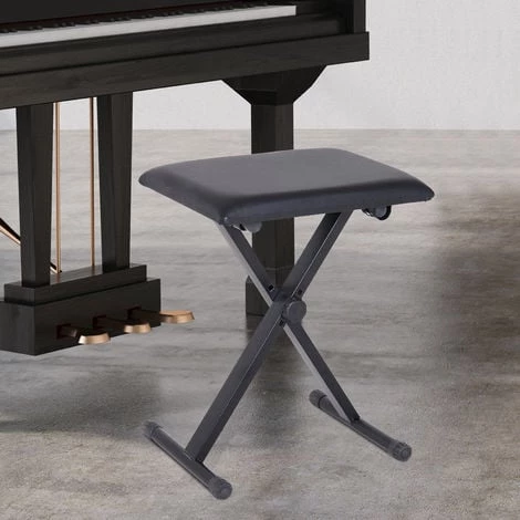 HOMCOM Tabouret Banquette Réglable Pliable Pour Piano Et Clavier Acier Revêtement Synthétique Noir 4 HOMCOM Tabouret Banquette Réglable Pliable Pour Piano Et Clavier Acier Revêtement Synthétique Noir – Image 2