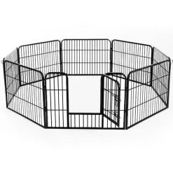 HOMCOM Luxe Parc Enclos Modulable Acier 8 Panneaux Et 1 Porte Pour Chiens 80L X 60H Cm Noir
