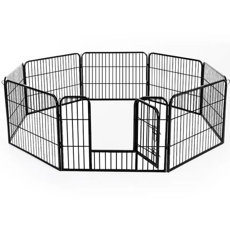 HOMCOM Luxe Parc Enclos Modulable Acier 8 Panneaux Et 1 Porte Pour Chiens 80L X 60H Cm Noir 3 HOMCOM Luxe Parc Enclos Modulable Acier 8 Panneaux Et 1 Porte Pour Chiens 80L X 60H Cm Noir