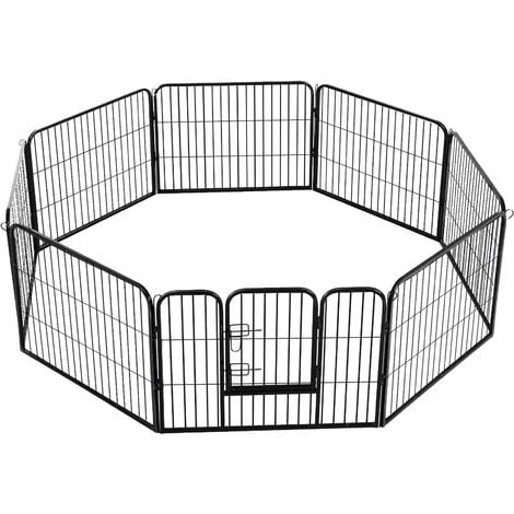 HOMCOM Luxe Parc Enclos Modulable Acier 8 Panneaux Et 1 Porte Pour Chiens 80L X 60H Cm Noir 4 HOMCOM Luxe Parc Enclos Modulable Acier 8 Panneaux Et 1 Porte Pour Chiens 80L X 60H Cm Noir – Image 2