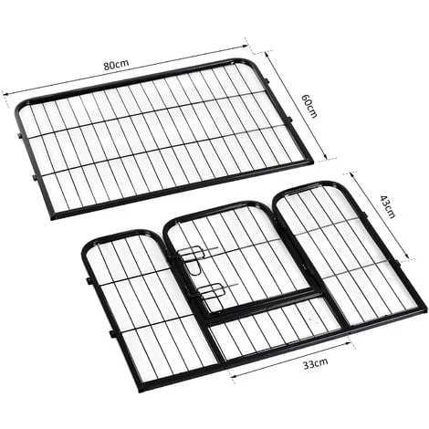 HOMCOM Luxe Parc Enclos Modulable Acier 8 Panneaux Et 1 Porte Pour Chiens 80L X 60H Cm Noir 5 HOMCOM Luxe Parc Enclos Modulable Acier 8 Panneaux Et 1 Porte Pour Chiens 80L X 60H Cm Noir – Image 3