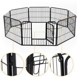 HOMCOM Luxe Parc Enclos Modulable Acier 8 Panneaux Et 1 Porte Pour Chiens 80L X 60H Cm Noir 10 HOMCOM Luxe Parc Enclos Modulable Acier 8 Panneaux Et 1 Porte Pour Chiens 80L X 60H Cm Noir -France HOMCOM Soldes 2022 1030227 4