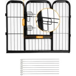HOMCOM Luxe Parc Enclos Modulable Acier 8 Panneaux Et 1 Porte Pour Chiens 80L X 60H Cm Noir 11 HOMCOM Luxe Parc Enclos Modulable Acier 8 Panneaux Et 1 Porte Pour Chiens 80L X 60H Cm Noir -France HOMCOM Soldes 2022 1030227 5