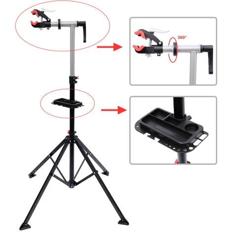 HOMCOM Pied D'atelier Vélo Réparation Support Pied De Montage Pivotant 360° Hauteur Réglable Argent 7 HOMCOM Pied D'atelier Vélo Réparation Support Pied De Montage Pivotant 360° Hauteur Réglable Argent – Image 5