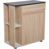 HOMCOM Chariot De Service Desserte De Cuisine à Roulettes Multi-rangements Placard Double Portes + 2 étagères + Tiroir Panneaux Particules Chêne Noir - Beige 2 HOMCOM Chariot De Service Desserte De Cuisine à Roulettes Multi-rangements Placard Double Portes + 2 étagères + Tiroir Panneaux Particules Chêne Noir - Beige -France HOMCOM Soldes 2022 10330180 1