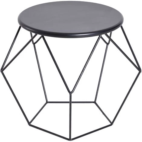 HOMCOM Table Basse Ronde Design Industriel Néo-rétro Dim. 51L X 51l X 44H Cm Plateau Ø 40 Cm Acier Noir - Noir 3 HOMCOM Table Basse Ronde Design Industriel Néo-rétro Dim. 51L X 51l X 44H Cm Plateau Ø 40 Cm Acier Noir - Noir