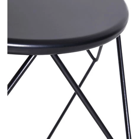 HOMCOM Table Basse Ronde Design Industriel Néo-rétro Dim. 51L X 51l X 44H Cm Plateau Ø 40 Cm Acier Noir - Noir 6 HOMCOM Table Basse Ronde Design Industriel Néo-rétro Dim. 51L X 51l X 44H Cm Plateau Ø 40 Cm Acier Noir - Noir – Image 4