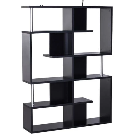 HOMCOM Bibliothèque étagère Séparation Design Contemporain Zig Zag Dim. 120L X 29l X 160H Cm Panneaux Particules Noir Métal - Noir 3 HOMCOM Bibliothèque étagère Séparation Design Contemporain Zig Zag Dim. 120L X 29l X 160H Cm Panneaux Particules Noir Métal - Noir
