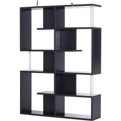 HOMCOM Bibliothèque étagère Séparation Design Contemporain Zig Zag Dim. 120L X 29l X 160H Cm Panneaux Particules Noir Métal - Noir 11 HOMCOM Bibliothèque étagère Séparation Design Contemporain Zig Zag Dim. 120L X 29l X 160H Cm Panneaux Particules Noir Métal - Noir -France HOMCOM Soldes 2022 10555868 5