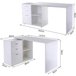 HOMCOM Bureau D'angle Bureau Droit Modulable 2 En 1 Bureau Informatique Tiroirs X 3 + 2 Niches MDF Blanc 9 HOMCOM Bureau D'angle Bureau Droit Modulable 2 En 1 Bureau Informatique Tiroirs X 3 + 2 Niches MDF Blanc -France HOMCOM Soldes 2022 10646797 3
