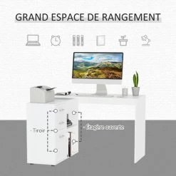 HOMCOM Bureau D'angle Bureau Droit Modulable 2 En 1 Bureau Informatique Tiroirs X 3 + 2 Niches MDF Blanc 10 HOMCOM Bureau D'angle Bureau Droit Modulable 2 En 1 Bureau Informatique Tiroirs X 3 + 2 Niches MDF Blanc -France HOMCOM Soldes 2022 10646797 4