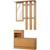 HOMCOM Ensemble De Meubles D'entrée Design Contemporain : Meuble Chaussures, Miroir Et Panneau Porte-manteau Panneaux De Particules Bois Clair -France HOMCOM Soldes 2022 10717672 1