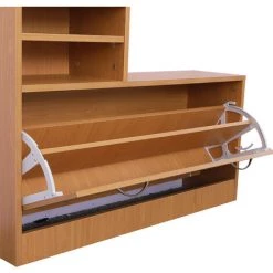 HOMCOM Ensemble De Meubles D'entrée Design Contemporain : Meuble Chaussures, Miroir Et Panneau Porte-manteau Panneaux De Particules Bois Clair 10 HOMCOM Ensemble De Meubles D'entrée Design Contemporain : Meuble Chaussures, Miroir Et Panneau Porte-manteau Panneaux De Particules Bois Clair -France HOMCOM Soldes 2022 10717672 4