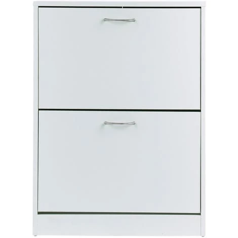 HOMCOM Armoire à Chaussures Meuble à Chaussures Dim. 60L X 24l X 80H Cm 2 Portes Abattantes Blanc - Blanc 3 HOMCOM Armoire à Chaussures Meuble à Chaussures Dim. 60L X 24l X 80H Cm 2 Portes Abattantes Blanc - Blanc