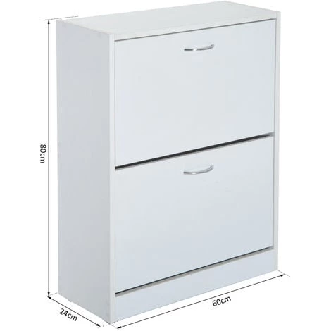 HOMCOM Armoire à Chaussures Meuble à Chaussures Dim. 60L X 24l X 80H Cm 2 Portes Abattantes Blanc - Blanc 4 HOMCOM Armoire à Chaussures Meuble à Chaussures Dim. 60L X 24l X 80H Cm 2 Portes Abattantes Blanc - Blanc – Image 2