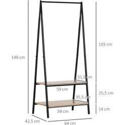 HOMCOM Portant à Vêtements Penderie Style Contemporain Triangulaire Dim. 64L X 43l X 149H Cm 2 étagères MDF Bois Clair Acier Noir - Noir 9 HOMCOM Portant à Vêtements Penderie Style Contemporain Triangulaire Dim. 64L X 43l X 149H Cm 2 étagères MDF Bois Clair Acier Noir - Noir -France HOMCOM Soldes 2022 10733735 3