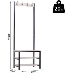 HOMCOM Porte-manteau Vestiaire D'entrée Dim. 60L X 40l X 175H Cm 3 étagères 4 Patères Double Crochet MDF Bois Clair Acier Noir - Noir 9 HOMCOM Porte-manteau Vestiaire D'entrée Dim. 60L X 40l X 175H Cm 3 étagères 4 Patères Double Crochet MDF Bois Clair Acier Noir - Noir -France HOMCOM Soldes 2022 10733737 3