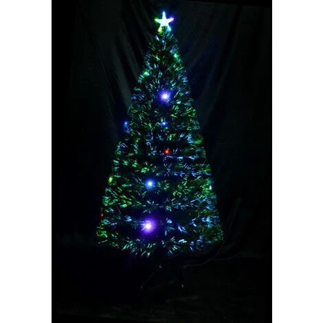 HOMCOM Sapin De Noël Artificiel Lumineux Fibre Optique LED Multicolore + Support Pied Ø 60 X 120H Cm 130 Branches étoile Sommet Brillante Vert - Vert 3 HOMCOM Sapin De Noël Artificiel Lumineux Fibre Optique LED Multicolore + Support Pied Ø 60 X 120H Cm 130 Branches étoile Sommet Brillante Vert - Vert