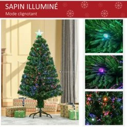 HOMCOM Sapin De Noël Artificiel Lumineux Fibre Optique LED Multicolore + Support Pied Ø 60 X 120H Cm 130 Branches étoile Sommet Brillante Vert - Vert 10 HOMCOM Sapin De Noël Artificiel Lumineux Fibre Optique LED Multicolore + Support Pied Ø 60 X 120H Cm 130 Branches étoile Sommet Brillante Vert - Vert -France HOMCOM Soldes 2022 1078210 4