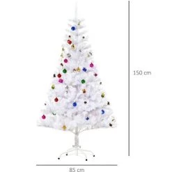 HOMCOM Sapin Arbre De Noël Artificiel Blanc 150 Cm 680 Branches Avec Nombreux Accessoires Variés - Blanc -France HOMCOM Soldes 2022 1078212 3