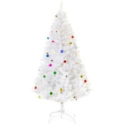 HOMCOM Sapin Arbre De Noël Artificiel Blanc 180 Cm 930 Branches Avec Nombreux Accessoires Variés - Blanc