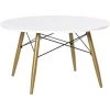 HOMCOM Table Basse Ronde Design Scandinave Dim. Ø 80 X 45H Cm Métal MDF Blanc - Blanc