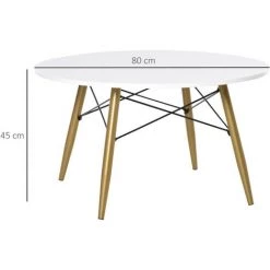 HOMCOM Table Basse Ronde Design Scandinave Dim. Ø 80 X 45H Cm Métal MDF Blanc - Blanc -France HOMCOM Soldes 2022 10986169 3