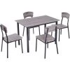 HOMCOM Table De Salle à Manger Avec 4 Chaises Style Industriel Acier Noir MDF Coloris Bois De Chêne Gris - Gris