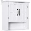 HOMCOM Armoire Haute Murale De Salle De Bain Ou WC Placard 2 Portes 2 étagères Niche Dim. 60L X 20l X 58H Cm MDF Panneaux Particules Blanc - Blanc