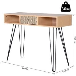 HOMCOM Table D'appoint Console Design Scandinave Graphique Dim. 100L X 35l X 75H Cm 2 Niches Tiroir Pieds Effilés Acier Noir Panneaux Particules Chêne 9 HOMCOM Table D'appoint Console Design Scandinave Graphique Dim. 100L X 35l X 75H Cm 2 Niches Tiroir Pieds Effilés Acier Noir Panneaux Particules Chêne -France HOMCOM Soldes 2022 11572848 3