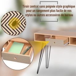 HOMCOM Table D'appoint Console Design Scandinave Graphique Dim. 100L X 35l X 75H Cm 2 Niches Tiroir Pieds Effilés Acier Noir Panneaux Particules Chêne 11 HOMCOM Table D'appoint Console Design Scandinave Graphique Dim. 100L X 35l X 75H Cm 2 Niches Tiroir Pieds Effilés Acier Noir Panneaux Particules Chêne -France HOMCOM Soldes 2022 11572848 5