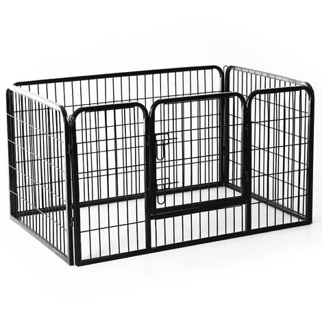 HOMCOM Luxe Parc Enclos Acier 125L X 80l X 70H Cm 4 Panneaux Et 1 Porte Pour Chiens Noir - Noir 3 HOMCOM Luxe Parc Enclos Acier 125L X 80l X 70H Cm 4 Panneaux Et 1 Porte Pour Chiens Noir - Noir