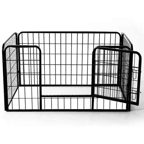 HOMCOM Luxe Parc Enclos Acier 125L X 80l X 70H Cm 4 Panneaux Et 1 Porte Pour Chiens Noir - Noir 4 HOMCOM Luxe Parc Enclos Acier 125L X 80l X 70H Cm 4 Panneaux Et 1 Porte Pour Chiens Noir - Noir – Image 2