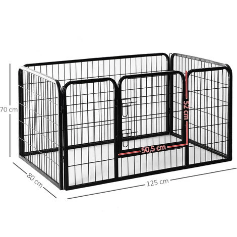HOMCOM Luxe Parc Enclos Acier 125L X 80l X 70H Cm 4 Panneaux Et 1 Porte Pour Chiens Noir - Noir 5 HOMCOM Luxe Parc Enclos Acier 125L X 80l X 70H Cm 4 Panneaux Et 1 Porte Pour Chiens Noir - Noir – Image 3