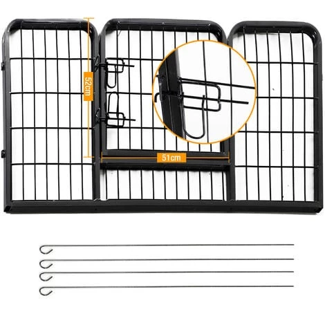 HOMCOM Luxe Parc Enclos Acier 125L X 80l X 70H Cm 4 Panneaux Et 1 Porte Pour Chiens Noir - Noir 7 HOMCOM Luxe Parc Enclos Acier 125L X 80l X 70H Cm 4 Panneaux Et 1 Porte Pour Chiens Noir - Noir – Image 5