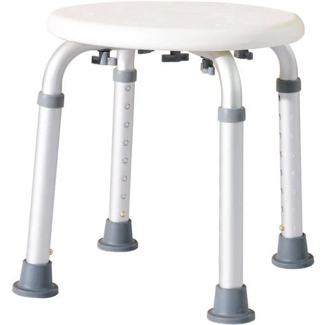 HOMCOM Tabouret De Douche Réglable En Hauteur Siège De Douche Ergonomique Pieds Antidérapants Charge Max. 136 Kg Alu HDPE Blanc 4 HOMCOM Tabouret De Douche Réglable En Hauteur Siège De Douche Ergonomique Pieds Antidérapants Charge Max. 136 Kg Alu HDPE Blanc – Image 2