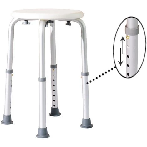 HOMCOM Tabouret De Douche Réglable En Hauteur Siège De Douche Ergonomique Pieds Antidérapants Charge Max. 136 Kg Alu HDPE Blanc 7 HOMCOM Tabouret De Douche Réglable En Hauteur Siège De Douche Ergonomique Pieds Antidérapants Charge Max. 136 Kg Alu HDPE Blanc – Image 5