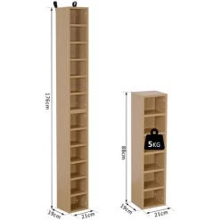 HOMCOM Lot De 2 étagères Colonnes Armoire De Rangement CD-DVD 6 + 6 Compartiments Dim. 21L X 19l X 88H Cm Capacité Max. 204 CD Coloris Hêtre - Beige 9 HOMCOM Lot De 2 étagères Colonnes Armoire De Rangement CD-DVD 6 + 6 Compartiments Dim. 21L X 19l X 88H Cm Capacité Max. 204 CD Coloris Hêtre - Beige -France HOMCOM Soldes 2022 11952798 3