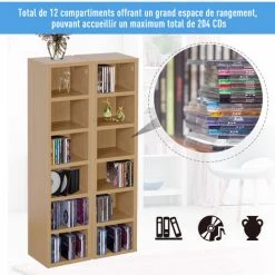HOMCOM Lot De 2 étagères Colonnes Armoire De Rangement CD-DVD 6 + 6 Compartiments Dim. 21L X 19l X 88H Cm Capacité Max. 204 CD Coloris Hêtre - Beige 11 HOMCOM Lot De 2 étagères Colonnes Armoire De Rangement CD-DVD 6 + 6 Compartiments Dim. 21L X 19l X 88H Cm Capacité Max. 204 CD Coloris Hêtre - Beige -France HOMCOM Soldes 2022 11952798 5