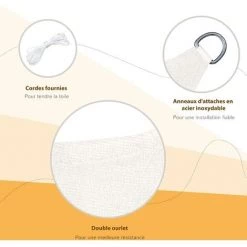 HOMCOM Voile D'ombrage Rectangulaire 4 X 6 M Toile Solaire Taud De Soleil Crème 10 HOMCOM Voile D'ombrage Rectangulaire 4 X 6 M Toile Solaire Taud De Soleil Crème -France HOMCOM Soldes 2022 12169115 4