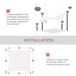 HOMCOM Voile D'ombrage Rectangulaire 4 X 6 M Toile Solaire Taud De Soleil Crème 11 HOMCOM Voile D'ombrage Rectangulaire 4 X 6 M Toile Solaire Taud De Soleil Crème -France HOMCOM Soldes 2022 12169115 5