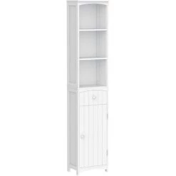 HOMCOM Meuble Colonne De Salle De Bain Moderne 34L X 24l X 170H Cm Blanc - Blanc