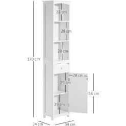 HOMCOM Meuble Colonne De Salle De Bain Moderne 34L X 24l X 170H Cm Blanc - Blanc 9 HOMCOM Meuble Colonne De Salle De Bain Moderne 34L X 24l X 170H Cm Blanc - Blanc -France HOMCOM Soldes 2022 12637811 3