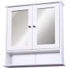 HOMCOM Armoire Murale étagère Salle De Bain 56L X 13l X 58H Cm Double Porte Miroir étagère Réglable MDF Blanc