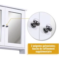 HOMCOM Armoire Murale étagère Salle De Bain 56L X 13l X 58H Cm Double Porte Miroir étagère Réglable MDF Blanc 11 HOMCOM Armoire Murale étagère Salle De Bain 56L X 13l X 58H Cm Double Porte Miroir étagère Réglable MDF Blanc -France HOMCOM Soldes 2022 12637815 5
