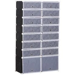 HOMCOM Armoire à Chaussures Range Chaussures L 95 X L 37 X H 160 Cm 14 Cubes Rectangulaires Et 2 Grands Cubes Noir Et Blanc 17 - Noir