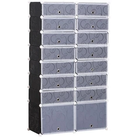 HOMCOM Armoire à Chaussures Range Chaussures L 95 X L 37 X H 160 Cm 14 Cubes Rectangulaires Et 2 Grands Cubes Noir Et Blanc 17 - Noir 3 HOMCOM Armoire à Chaussures Range Chaussures L 95 X L 37 X H 160 Cm 14 Cubes Rectangulaires Et 2 Grands Cubes Noir Et Blanc 17 - Noir