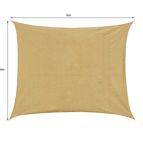 HOMCOM Voile D'ombrage Rectangulaire 4x6m Toile Solaire Taud De Soleil Sable - Jaune 5 HOMCOM Voile D'ombrage Rectangulaire 4x6m Toile Solaire Taud De Soleil Sable - Jaune – Image 3