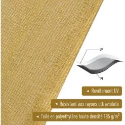 HOMCOM Voile D'ombrage Rectangulaire 4x6m Toile Solaire Taud De Soleil Sable - Jaune 11 HOMCOM Voile D'ombrage Rectangulaire 4x6m Toile Solaire Taud De Soleil Sable - Jaune -France HOMCOM Soldes 2022 12730420 5