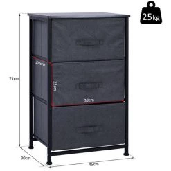 HOMCOM Meuble De Rangement 3 Tiroirs Chiffonnier Dim. 45L X 30l X 71H Cm Métal MDF Non Tissé Noir 9 HOMCOM Meuble De Rangement 3 Tiroirs Chiffonnier Dim. 45L X 30l X 71H Cm Métal MDF Non Tissé Noir -France HOMCOM Soldes 2022 13095957 3
